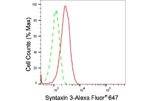 Flow cytometric analysis of Syntaxin 3 expression in HepG2 cells using Syntaxin 3 antibody (ABIN7800495), 1:2,000). (Recombinant STX3 抗体)