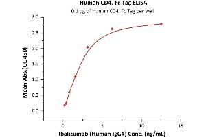 ELISA image for CD4 (CD4) (AA 26-396) (Active) protein (Fc Tag) (ABIN2180789)