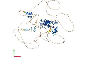 AlphaFold protein structure predicition of Human Recombinant ZC3H12B Protein, UniprotID Q5HYM0