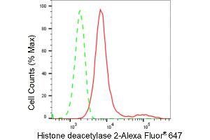 Flow cytometric analysis of Histone deacetylase 2 expression in HepG2 cells using Histone deacetylase 2 antibody (ABIN7798928), 1:2,000). (Recombinant HDAC2 抗体)