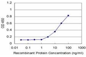 Detection limit for recombinant GST tagged PAX8 is approximately 3ng/ml as a capture antibody. (PAX8 抗体  (AA 1-450))