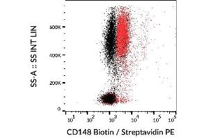 Surface staining of human peripheral blood leukocytes using anti-CD148 (MEM-CD148/05) biotin. (PTPRJ 抗体  (AA 1-444) (Biotin))