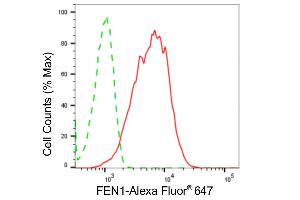 Flow cytometric analysis of FEN1 expression in HepG2 cells using FEN1 antibody (ABIN7798627), 1:2,000).