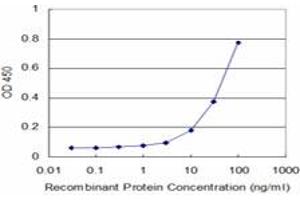 Detection limit for recombinant GST tagged MEOX2 is approximately 3ng/ml as a capture antibody. (MEOX2 抗体  (AA 1-303))