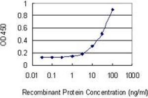 Detection limit for recombinant GST tagged ITGA8 is 1 ng/ml as a capture antibody. (ITGA8 抗体  (AA 836-935))