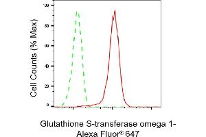 Flow cytometric analysis of Glutathione S-transferase omega 1 expression in HepG2 cells using Glutathione S-transferase omega 1 antibody (ABIN7798757), 1:2,000). (Recombinant GSTO1 抗体)