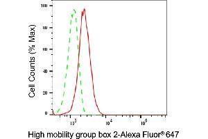 Flow cytometric analysis of High mobility group box 2 expression in HepG2 cells using High mobility group box 2 antibody (ABIN7798911), 1:2,000). (Recombinant HMGB2 抗体)