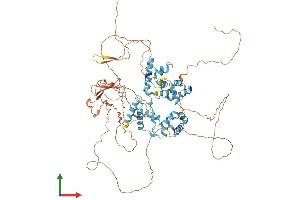 AlphaFold protein structure predicition of Human Recombinant DMTF1 Protein, UniprotID Q9Y222