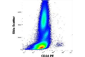 Flow cytometry surface staining pattern of human peripheral whole blood stained using anti-human CD34 (581) PE antibody (20 μL reagent / 100 μL of peripheral whole blood). (CD34 抗体  (PE))