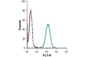 Cell surface detection of EphB4 in live intact human THP-1 monocytic leukemia cells: (black line) Cells. (EPH Receptor B4 抗体  (Extracellular, N-Term))