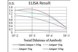 Black line: Control Antigen (100 ng), Purple line: Antigen(10 ng), Blue line: Antigen (50 ng), Red line: Antigen (100 ng), (CD68 抗体  (AA 42-155))