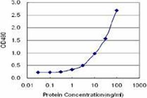 Sandwich ELISA detection sensitivity ranging from 1 ng/mL to 100 ng/mL. (LRG1 (人) Matched Antibody Pair)