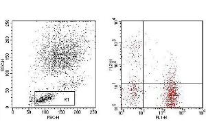 Flow Cytometry (FACS) image for anti-CD3,HLA-DR antibody (FITC,PE) (ABIN2144410) (CD3,HLA-DR 抗体 (FITC,PE))