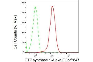Flow cytometric analysis of CTP synthase 1 expression in HepG2 cells using CTP synthase 1 antibody (ABIN7798174), 1:2,000). (Recombinant CTP Synthase 抗体)