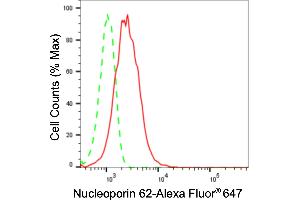 Flow cytometric analysis of Nucleoporin 62 expression in HepG2 cells using Nucleoporin 62 antibody (ABIN7799679), 1:2,000).