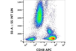 Flow cytometry analysis (surface staining) of human peripheral blood with anti-CD48 (MEM-102) APC. (CD48 抗体  (APC))