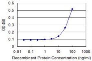 Detection limit for recombinant GST tagged GP1BA is 3 ng/ml as a capture antibody. (CD42b 抗体  (AA 19-128))