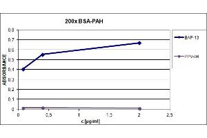 ELISA detection of benzo(a)pyrene using mouse monoclonal antibody BAP-13, compared with isotype control antibody PPV-06. (Benzo[a]pyrene 抗体)