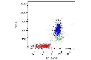 Surface staining of human peripheral blood leukocytes with anti-CD13 mouse monoclonal antibody WM15 . (CD13 抗体  (Biotin))