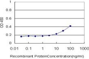 Detection limit for recombinant GST tagged VPS18 is approximately 3ng/ml as a capture antibody. (VPS18 抗体  (AA 3-100))