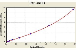 Diagramm of the ELISA kit to detect Rat CREBwith the optical density on the x-axis and the concentration on the y-axis. (CREB1 ELISA 试剂盒)