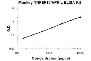 Monkey Primate TNFSF13/APRIL PicoKine ELISA Kit standard curve (TNFSF13 ELISA 试剂盒)