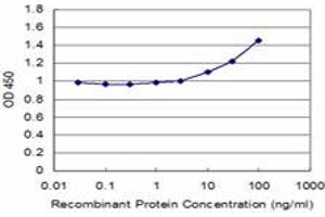 Detection limit for recombinant GST tagged SQSTM1 is approximately 3ng/ml as a capture antibody. (SQSTM1 抗体  (AA 1-440))