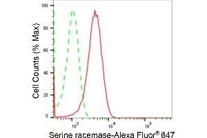 Flow cytometric analysis of Serine racemase expression in HepG2 cells using Serine racemase antibody (ABIN7800303), 1:2,000). (Recombinant SRR 抗体)