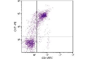 Chicken peripheral blood lymphocytes were stained with Mouse Anti-Chicken ChT1-PE. (ChT 抗体)