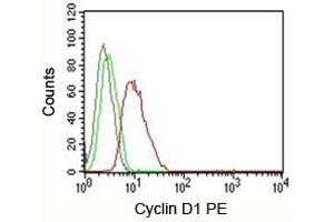 FACS testing of MCF-7 cells: Black=cells alone (Cyclin D1 抗体)