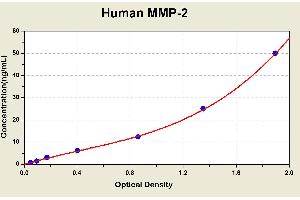 Diagramm of the ELISA kit to detect Human MMP-2with the optical density on the x-axis and the concentration on the y-axis. (MMP2 ELISA 试剂盒)
