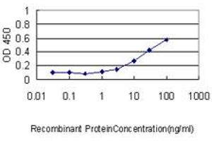 Detection limit for recombinant GST tagged NUDT21 is approximately 1ng/ml as a capture antibody. (NUDT21 抗体  (AA 1-227))