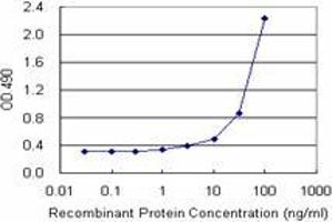 Sandwich ELISA detection sensitivity ranging from 1 ng/mL to 100 ng/mL. (MOCS3 (人) Matched Antibody Pair)