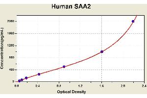 Diagramm of the ELISA kit to detect Human SAA2with the optical density on the x-axis and the concentration on the y-axis. (SAA2 ELISA 试剂盒)