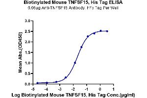 ELISA image for Tumor Necrosis Factor (Ligand) Superfamily, Member 15 (TNFSF15) (AA 61-252) protein (His-Avi Tag,Biotin) (ABIN7274686)