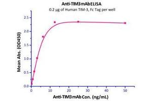 Binding Studies (Bind) image for Hepatitis A Virus Cellular Receptor 2 (TIM 3) (AA 22-200) (Active) protein (Fc Tag) (ABIN2181819)