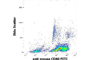 Flow cytometry surface staining pattern of murine splenocyte suspension stained using anti-mouse CD86 (GL-1) FITC antibody (concentration in sample 0,33 μg/mL). (CD86 抗体  (FITC))