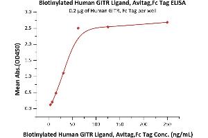 ELISA image for Tumor Necrosis Factor (Ligand) Superfamily, Member 18 (TNFSF18) (AA 50-177) (Active) protein (AVI tag,Fc Tag,Biotin) (ABIN5954942)