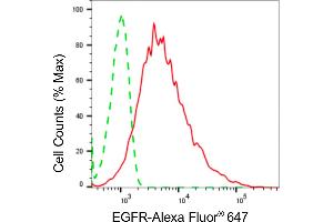 Flow cytometric analysis of EGFR expression in HepG2 cells using EGFR antibody (ABIN7798480), 1:2,000). (Recombinant EGFR 抗体)