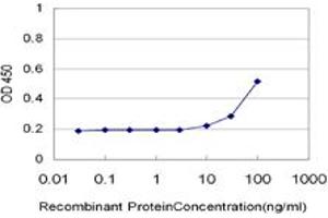 Detection limit for recombinant GST tagged CAMK2D is approximately 10ng/ml as a capture antibody. (CAMK2D 抗体  (AA 301-410))