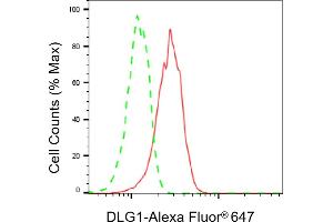 Flow cytometric analysis of DLG1 expression in HT- cells using DLG1 antibody (ABIN7798354), 1:2,000).
