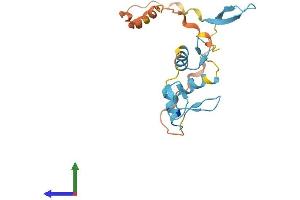 AlphaFold protein structure predicition of Human Recombinant ZNF580 Protein, UniprotID Q9UK33