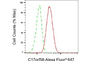 Flow cytometric analysis of C17orf58 expression in HT- cells using C17orf58 antibody (ABIN7798076), 1:1,000). (C17orf58 抗体)