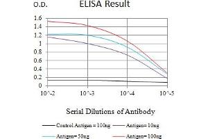 Black line: Control Antigen (100 ng),Purple line: Antigen (10 ng), Blue line: Antigen (50 ng), Red line:Antigen (100 ng) (FCRL5 抗体  (AA 16-158))