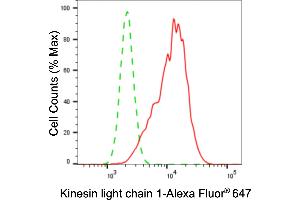 Flow cytometric analysis of kinesin light chain 1 expression in HepG2 cells using kinesin light chain 1 antibody (ABIN7799210), 1:2,000). (Recombinant KLC1 抗体)