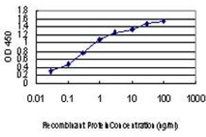 Detection limit for recombinant GST tagged FGF21 is approximately 0. (FGF21 抗体  (AA 30-209))