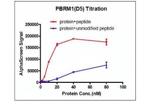 Recombinant PBRM1 (613-734) activity using AlphaScreen.