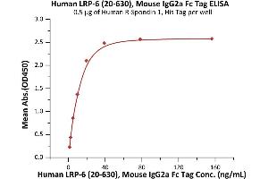 ELISA image for Low Density Lipoprotein Receptor-Related Protein 6 (LRP6) (AA 20-630) (Active) protein (Fc Tag) (ABIN6938849)