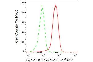 Flow cytometric analysis of Syntaxin 17 expression in HepG2 cells using Syntaxin 17 antibody (ABIN7800493), 1:2,000). (Syntaxin 17 抗体)