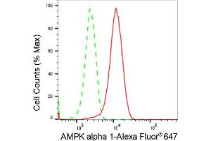 Flow cytometric analysis of AMPK alpha 1 expression in HepG2 cells using AMPK alpha 1 antibody (ABIN7800007), 1:2,000). (Recombinant PRKAA1 抗体)